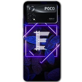 Poco X4 Pro Dark Neon Yaprak E Harfi Baskılı Uyumlu Silikon Kılıf