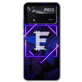 Poco X4 Pro Dark Neon Yaprak E Harfi Baskılı Uyumlu Silikon Kılıf