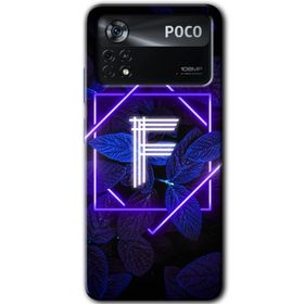 Poco X4 Pro Dark Neon Yaprak F Harfi Baskılı Uyumlu Silikon Kılıf