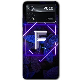 Poco X4 Pro Dark Neon Yaprak F Harfi Baskılı Uyumlu Silikon Kılıf