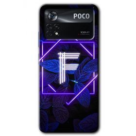 Poco X4 Pro Dark Neon Yaprak F Harfi Baskılı Uyumlu Silikon Kılıf