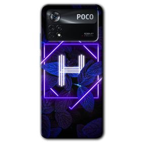 Poco X4 Pro Dark Neon Yaprak H Harfi Baskılı Uyumlu Silikon Kılıf