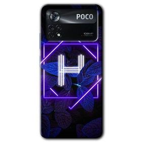 Poco X4 Pro Dark Neon Yaprak H Harfi Baskılı Uyumlu Silikon Kılıf