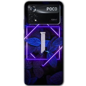 Poco X4 Pro Dark Neon Yaprak İ Harfi Baskılı Uyumlu Silikon Kılıf