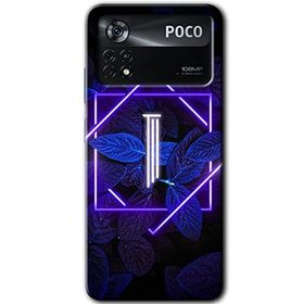 Poco X4 Pro Dark Neon Yaprak İ Harfi Baskılı Uyumlu Silikon Kılıf