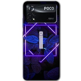 Poco X4 Pro Dark Neon Yaprak İ Harfi Baskılı Uyumlu Silikon Kılıf