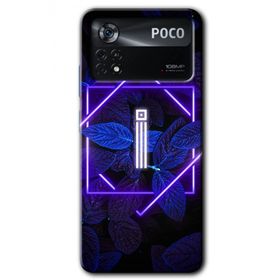 Poco X4 Pro Dark Neon Yaprak İ Harfi Baskılı Uyumlu Silikon Kılıf