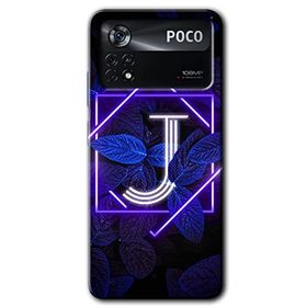 Poco X4 Pro Dark Neon Yaprak J Harfi Baskılı Uyumlu Silikon Kılıf