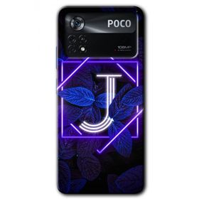 Poco X4 Pro Dark Neon Yaprak J Harfi Baskılı Uyumlu Silikon Kılıf