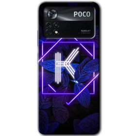 Poco X4 Pro Dark Neon Yaprak K Harfi Baskılı Uyumlu Silikon Kılıf