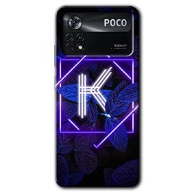 Poco X4 Pro Dark Neon Yaprak K Harfi Baskılı Uyumlu Silikon Kılıf