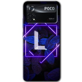 Poco X4 Pro Dark Neon Yaprak L Harfi Baskılı Uyumlu Silikon Kılıf
