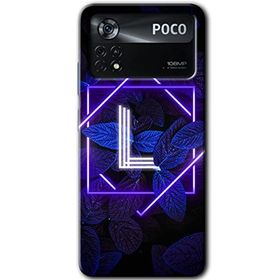 Poco X4 Pro Dark Neon Yaprak L Harfi Baskılı Uyumlu Silikon Kılıf
