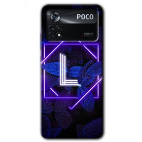 Poco X4 Pro Dark Neon Yaprak L Harfi Baskılı Uyumlu Silikon Kılıf