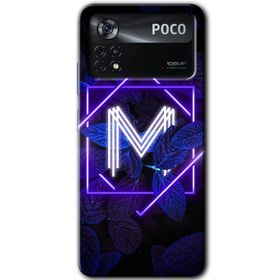 Poco X4 Pro Dark Neon Yaprak M Harfi Baskılı Uyumlu Silikon Kılıf