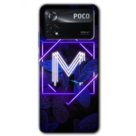 Poco X4 Pro Dark Neon Yaprak M Harfi Baskılı Uyumlu Silikon Kılıf
