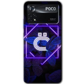 Poco X4 Pro Dark Neon Yaprak O Harfi Baskılı Uyumlu Silikon Kılıf