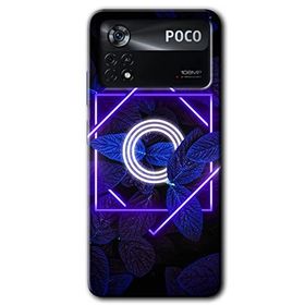 Poco X4 Pro Dark Neon Yaprak O Harfi Baskılı Uyumlu Silikon Kılıf