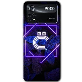 Poco X4 Pro Dark Neon Yaprak O Harfi Baskılı Uyumlu Silikon Kılıf