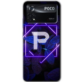 Poco X4 Pro Dark Neon Yaprak P Harfi Baskılı Uyumlu Silikon Kılıf
