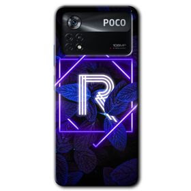 Poco X4 Pro Dark Neon Yaprak R Harfi Baskılı Uyumlu Silikon Kılıf