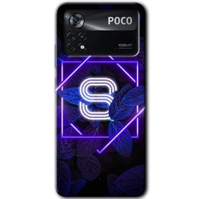 Poco X4 Pro Dark Neon Yaprak S Harfi Baskılı Uyumlu Silikon Kılıf