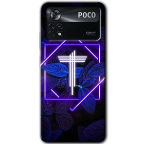 Poco X4 Pro Dark Neon Yaprak T Harfi Baskılı Uyumlu Silikon Kılıf