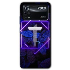 Poco X4 Pro Dark Neon Yaprak T Harfi Baskılı Uyumlu Silikon Kılıf