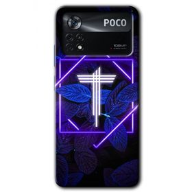 Poco X4 Pro Dark Neon Yaprak T Harfi Baskılı Uyumlu Silikon Kılıf