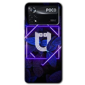 Poco X4 Pro Dark Neon Yaprak U Harfi Baskılı Uyumlu Silikon Kılıf