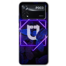 Poco X4 Pro Dark Neon Yaprak U Harfi Baskılı Uyumlu Silikon Kılıf