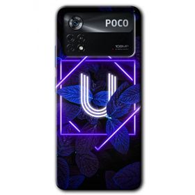 Poco X4 Pro Dark Neon Yaprak U Harfi Baskılı Uyumlu Silikon Kılıf