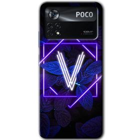Poco X4 Pro Dark Neon Yaprak V Harfi Baskılı Uyumlu Silikon Kılıf