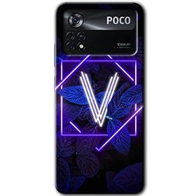 Poco X4 Pro Dark Neon Yaprak V Harfi Baskılı Uyumlu Silikon Kılıf
