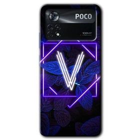 Poco X4 Pro Dark Neon Yaprak V Harfi Baskılı Uyumlu Silikon Kılıf