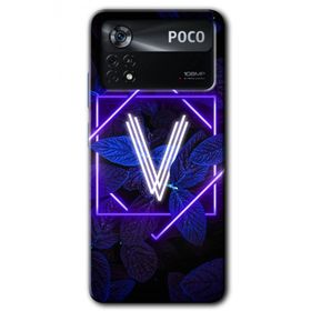 Poco X4 Pro Dark Neon Yaprak V Harfi Baskılı Uyumlu Silikon Kılıf
