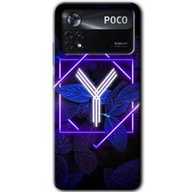 Poco X4 Pro Dark Neon Yaprak Y Harfi Baskılı Uyumlu Silikon Kılıf