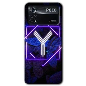 Poco X4 Pro Dark Neon Yaprak Y Harfi Baskılı Uyumlu Silikon Kılıf