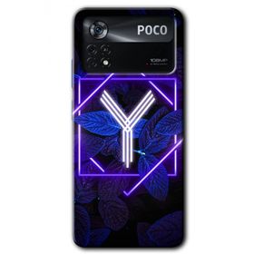 Poco X4 Pro Dark Neon Yaprak Y Harfi Baskılı Uyumlu Silikon Kılıf