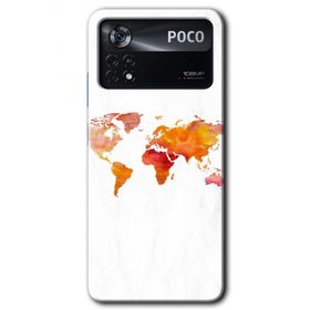 Poco X4 Pro Dünya Haritası Baskılı Uyumlu Silikon Kılıf