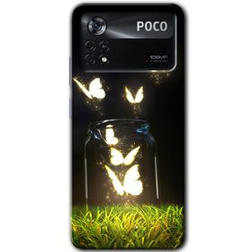 Poco X4 Pro Işıklı Kelebekler Baskılı Uyumlu Silikon Kılıf