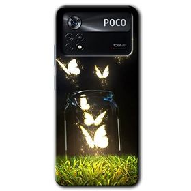 Poco X4 Pro Işıklı Kelebekler Baskılı Uyumlu Silikon Kılıf