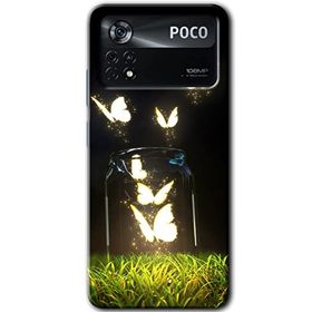 Poco X4 Pro Işıklı Kelebekler Baskılı Uyumlu Silikon Kılıf