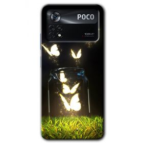 Poco X4 Pro Işıklı Kelebekler Baskılı Uyumlu Silikon Kılıf