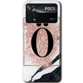 Poco X4 Pro Pembe Mermer Desenli Ö Harfi Baskılı Uyumlu Silikon Kılıf