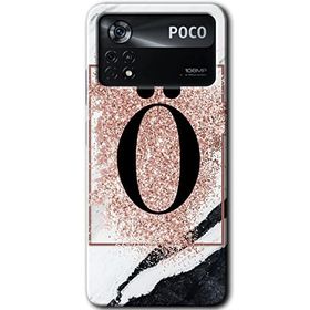 Poco X4 Pro Pembe Mermer Desenli Ö Harfi Baskılı Uyumlu Silikon Kılıf