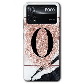 Poco X4 Pro Pembe Mermer Desenli Ö Harfi Baskılı Uyumlu Silikon Kılıf