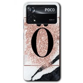 Poco X4 Pro Pembe Mermer Desenli Ö Harfi Baskılı Uyumlu Silikon Kılıf