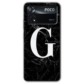 Poco X4 Pro Siyah Mermer Desenli G Harfi Baskılı Uyumlu Silikon Kılıf