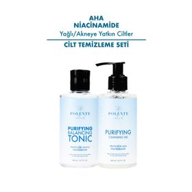 Polente Natural Yağlı ve Akneye Yatkın Ciltler AHA ve Niacinamide Arındırıcı Cilt Temizleme Seti